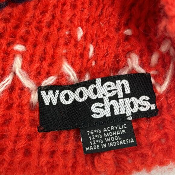 Wooden ships red, black and white knit wool neck gator - Picture 3 of 5